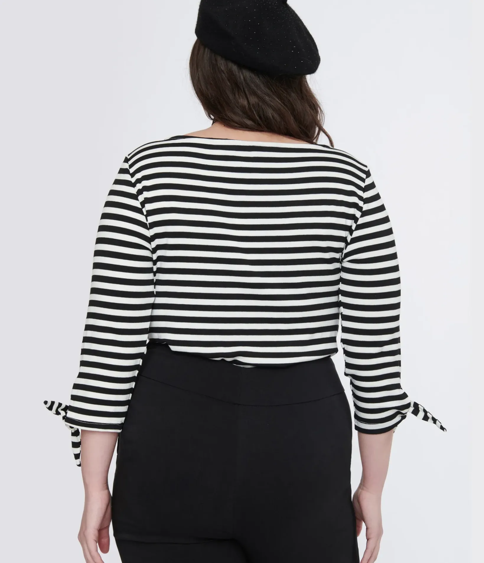 Unique Vintage All Things Black>Plus Size 1950s Black & White Stripe Gracie Top