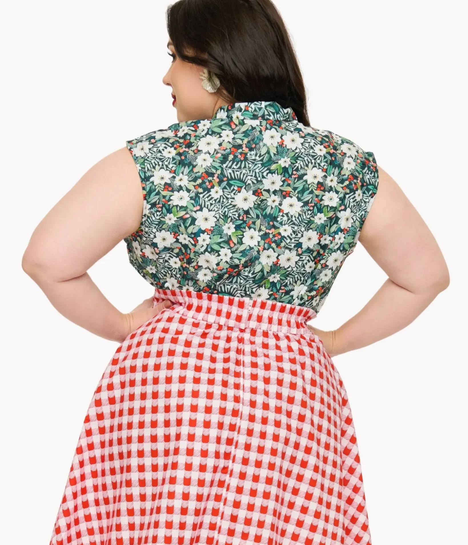 Unique Vintage Blouses|Blouses>Plus Size 1950s Burgundy & Black Clip Dot Tie Cuff Blouse