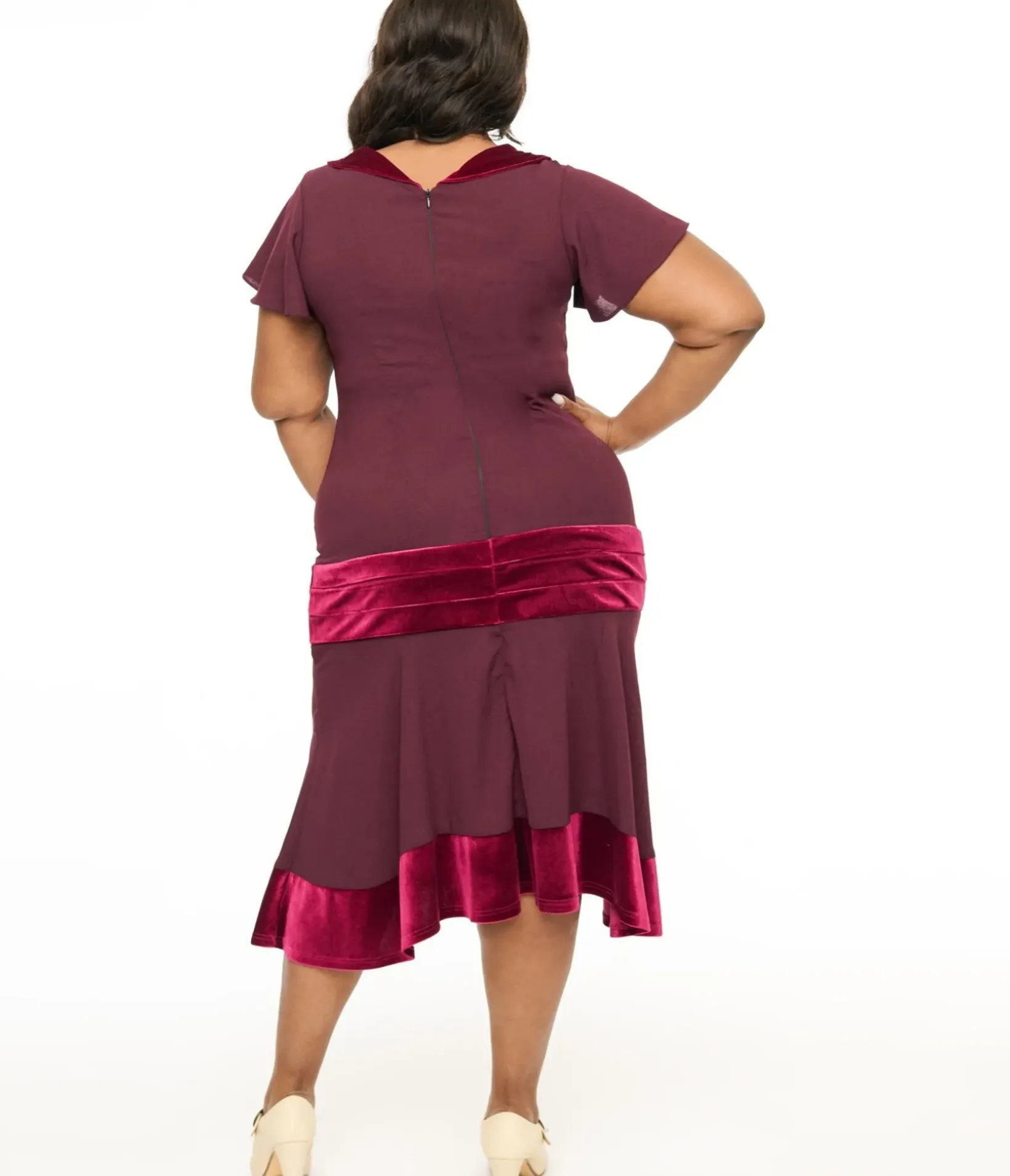 Unique Vintage Everyday Dresses|Special Occasion>Plus Size 1920s Burgundy Wilshire Flapper Day Dress