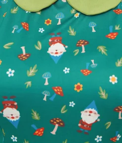 Unique Vintage Fit & Flare|Everyday Dresses>Plus Size 1950s Green Gnome Print Fit & Flare Dress