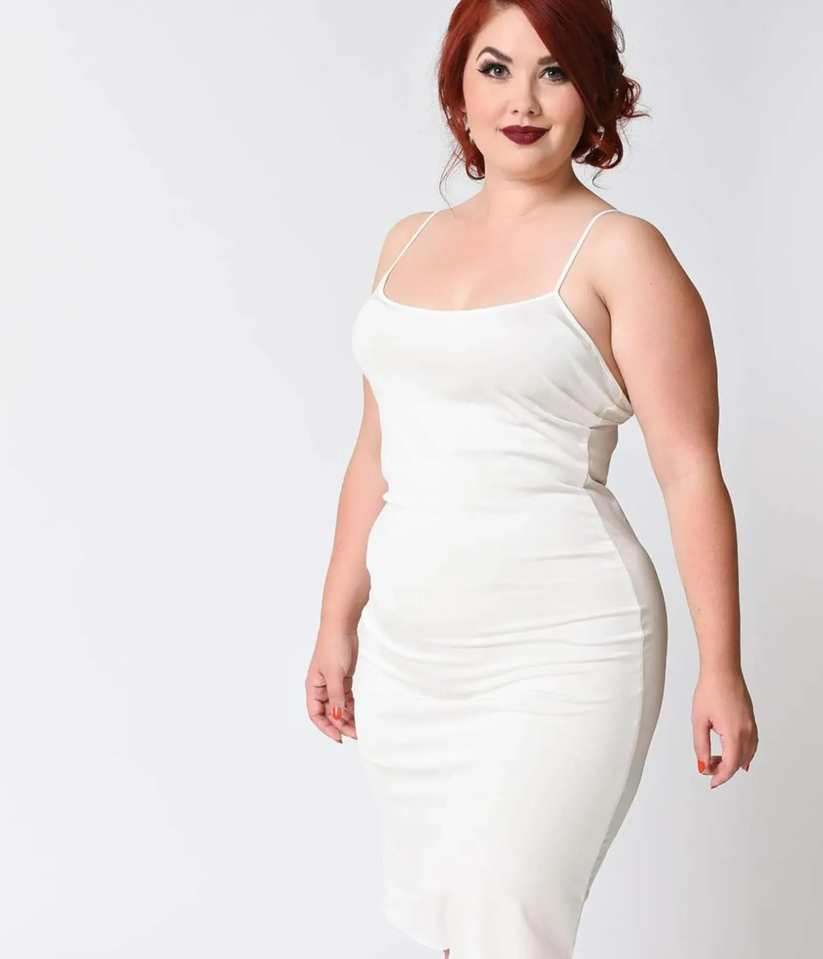 Unique Vintage Special Occasion|Wedding Dresses>Plus Size Short White Stretch Slip
