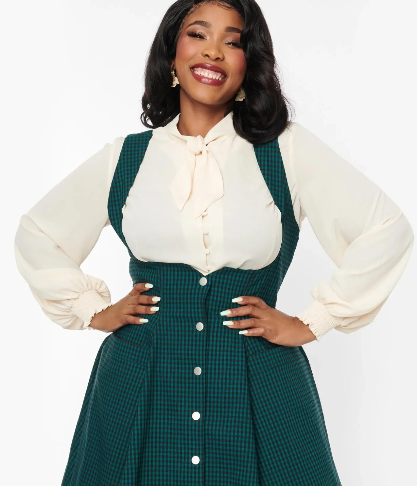 Unique Vintage Blouses|Blouses>Plus Size 1940s Ivory Neck Tie Blouse