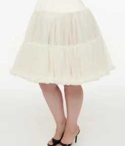 Unique Vintage Special Occasion|Prom Accessories>Plus Size 1950s Ivory Retro Style Ruffled Petticoat Crinoline