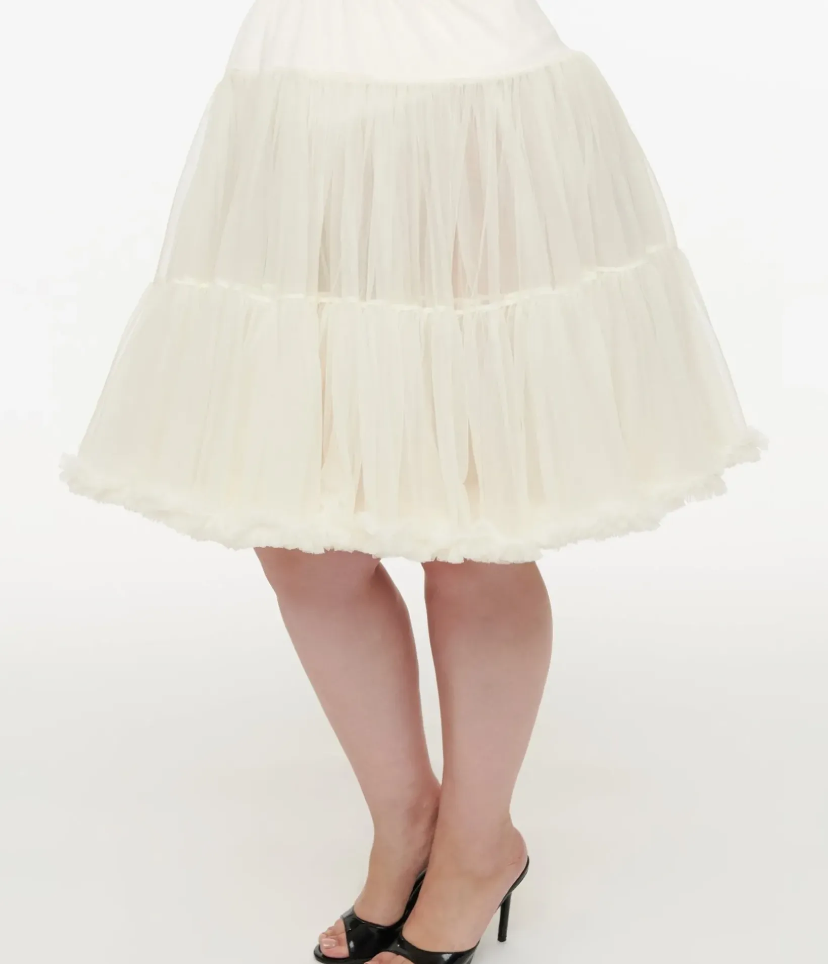 Unique Vintage Special Occasion|Prom Accessories>Plus Size 1950s Ivory Retro Style Ruffled Petticoat Crinoline