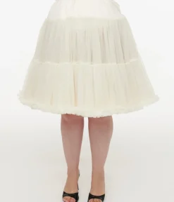Unique Vintage Special Occasion|Prom Accessories>Plus Size 1950s Ivory Retro Style Ruffled Petticoat Crinoline