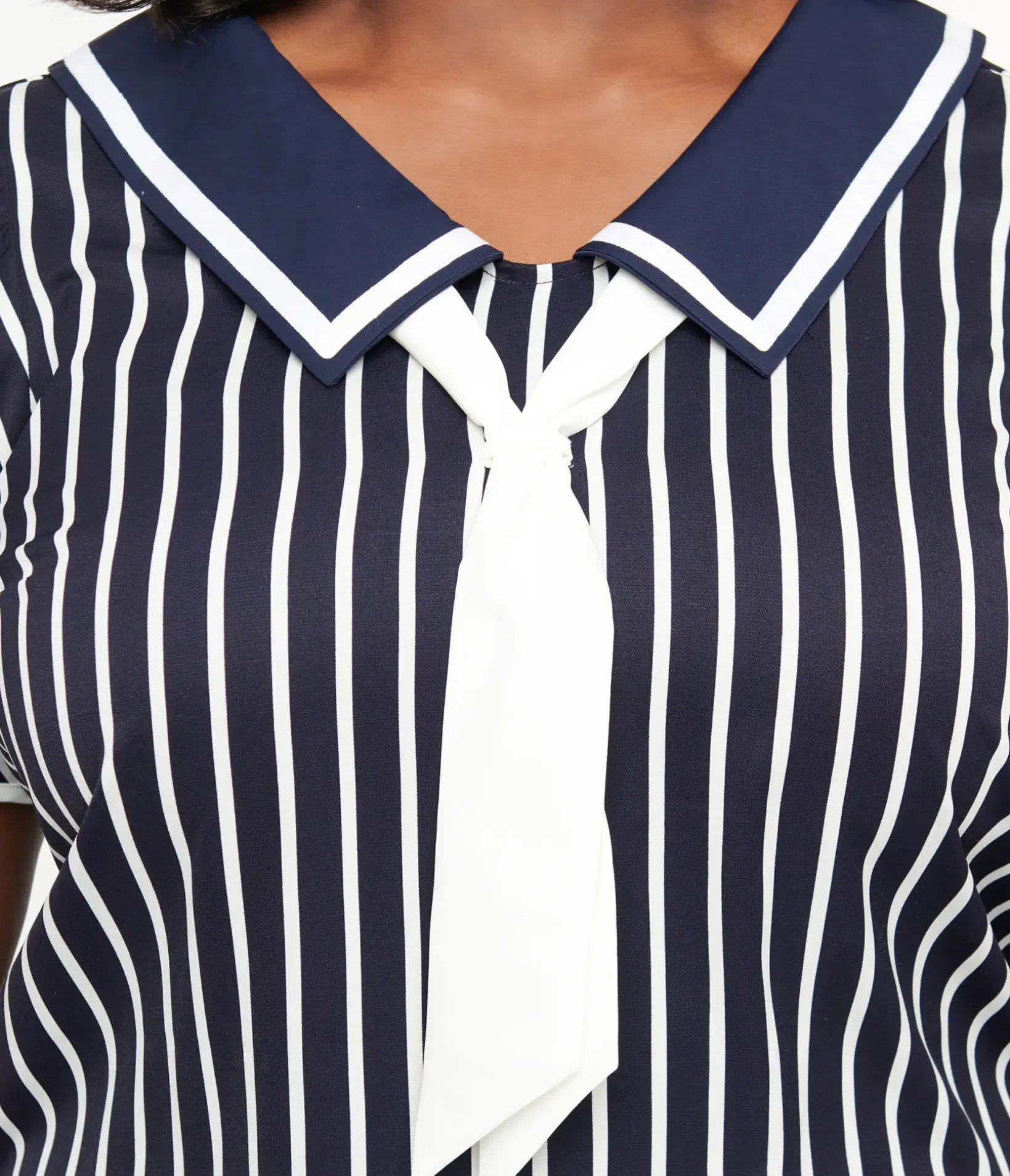 Unique Vintage Special Occasion|Flapper Dresses>Plus Size 1920s Navy & White Striped Flapper Dress