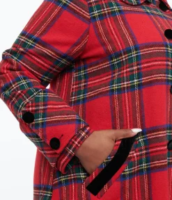 Unique Vintage Jackets|Coats & Jackets>Plus Size 1960s Red Plaid Peacoat