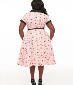 Unique Vintage Swing|Pocket Dresses>Plus Size 1950s Santa Print Alexis Swing Dress