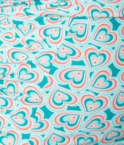 Unique Vintage One Piece Swim|One Piece Swim>Plus Size Turquoise Retro Hearts Print Corrine Sheath Swimsuit