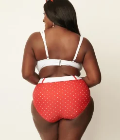 Unique Vintage Two Piece Swim|Swim Tops>Plus Size White Bowed Over Swim Top
