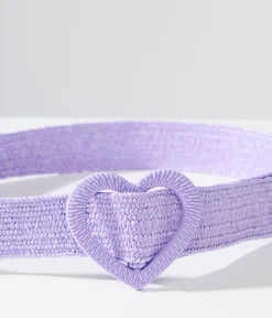 Unique Vintage Belts>Purple Heart Buckle Woven Belt
