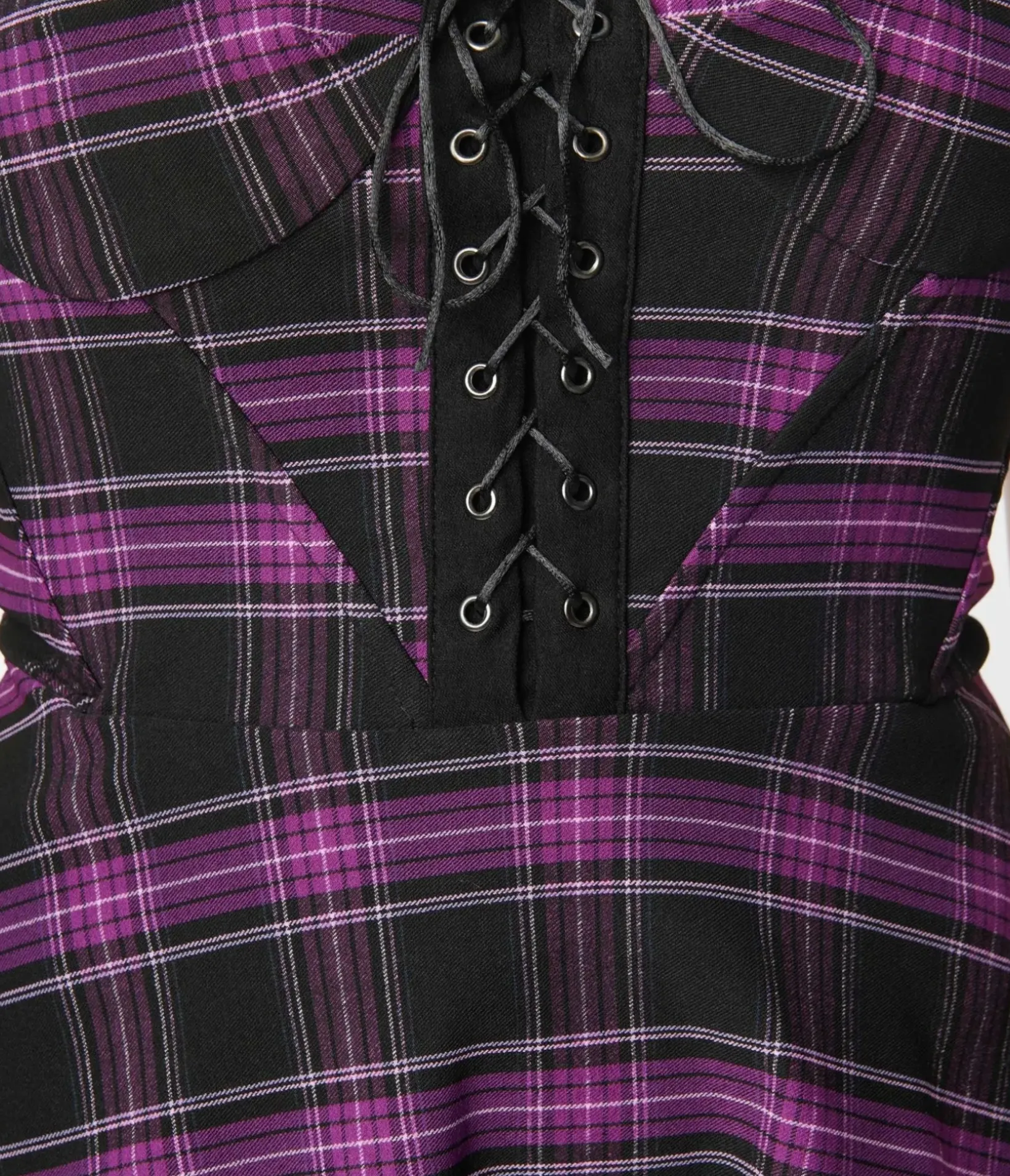 Unique Vintage Fit & Flare|Everyday Dresses>Purple Plaid Corset Flare Dress