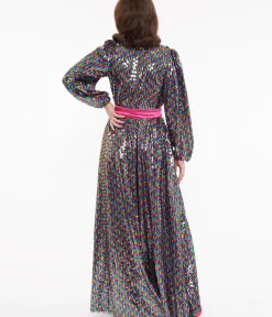 Unique Vintage Maxi|Everyday Dresses>Rainbow Sequins Hollywood Duster
