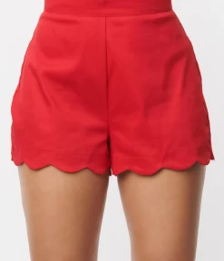 Unique Vintage Shorts|All Things Red>Red Scallop Shorts