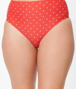 Unique Vintage All Things Red>Red & White Pin Dot Daphne Swim Bottoms