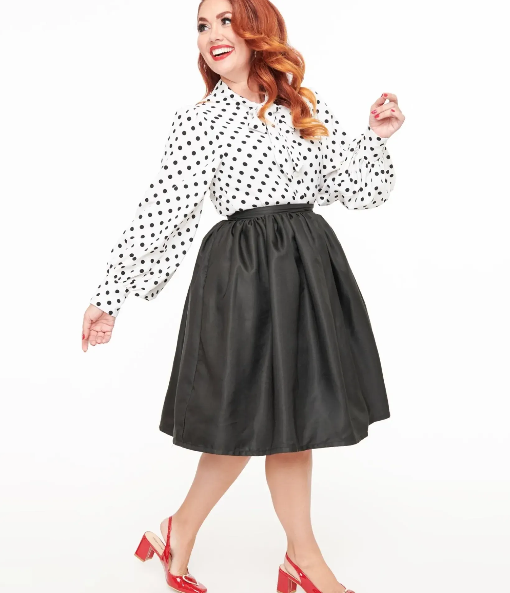 Unique Vintage Skirts|All Things Black>1950s Black Cotton Gellar Swing Skirt