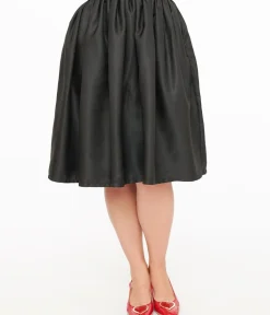Unique Vintage Skirts|All Things Black>1950s Black Cotton Gellar Swing Skirt