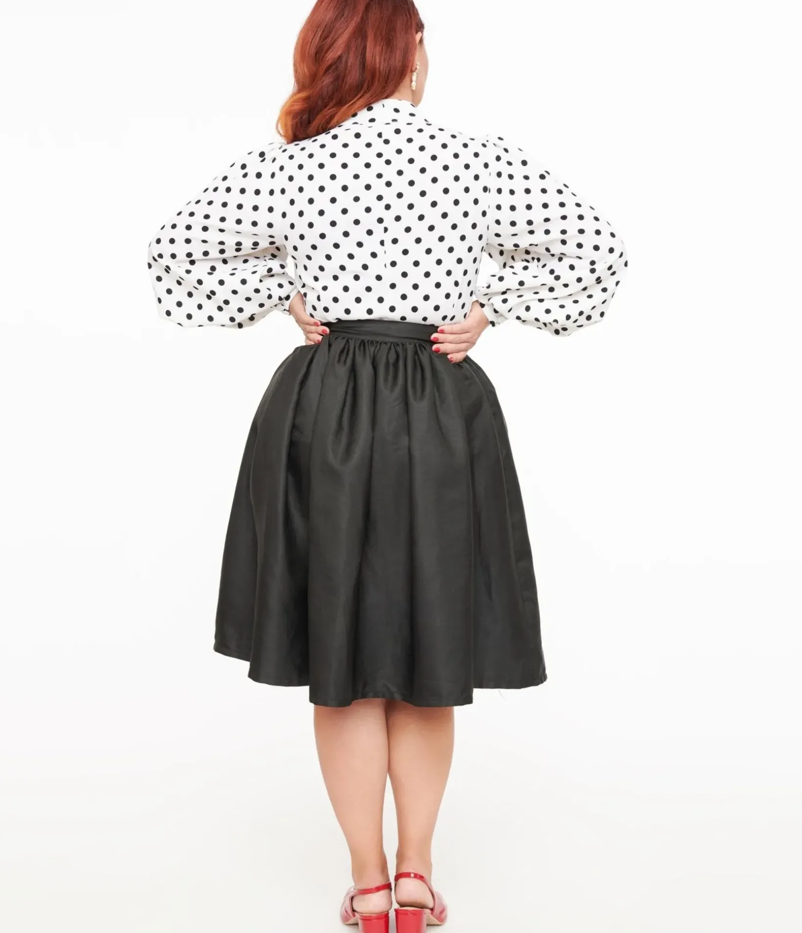 Unique Vintage Skirts|All Things Black>1950s Black Cotton Gellar Swing Skirt