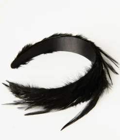 Unique Vintage Special Occasion|Flapper Accessories>1920s Black Feather Headband