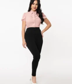 Unique Vintage Pants|All Things Black>1950s Black High Waist Rizzo Cigarette Pants