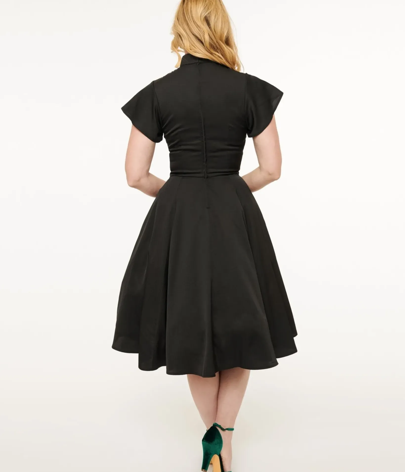 Unique Vintage Swing|Everyday Dresses>1940s Black & Red Poinsettia Baltimore Swing Dress