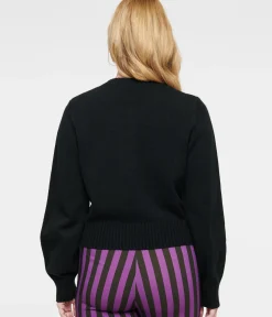 Unique Vintage Sweaters & Cardigans|All Things Black>1950s Black & Silver Bat Cropped Cardigan