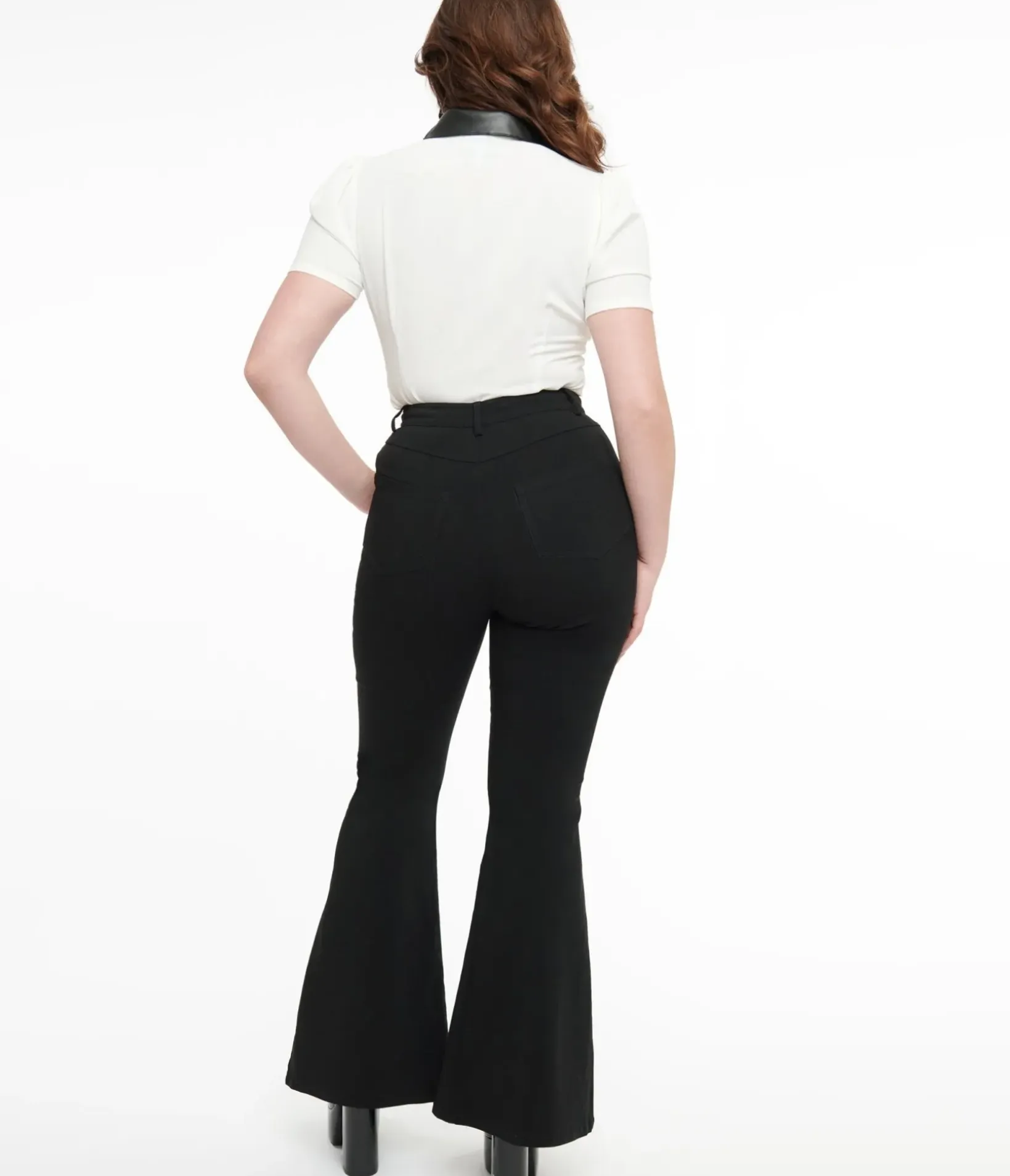 Unique Vintage Pants|All Things Black>1970s Black & Silver Bats Flare Pants
