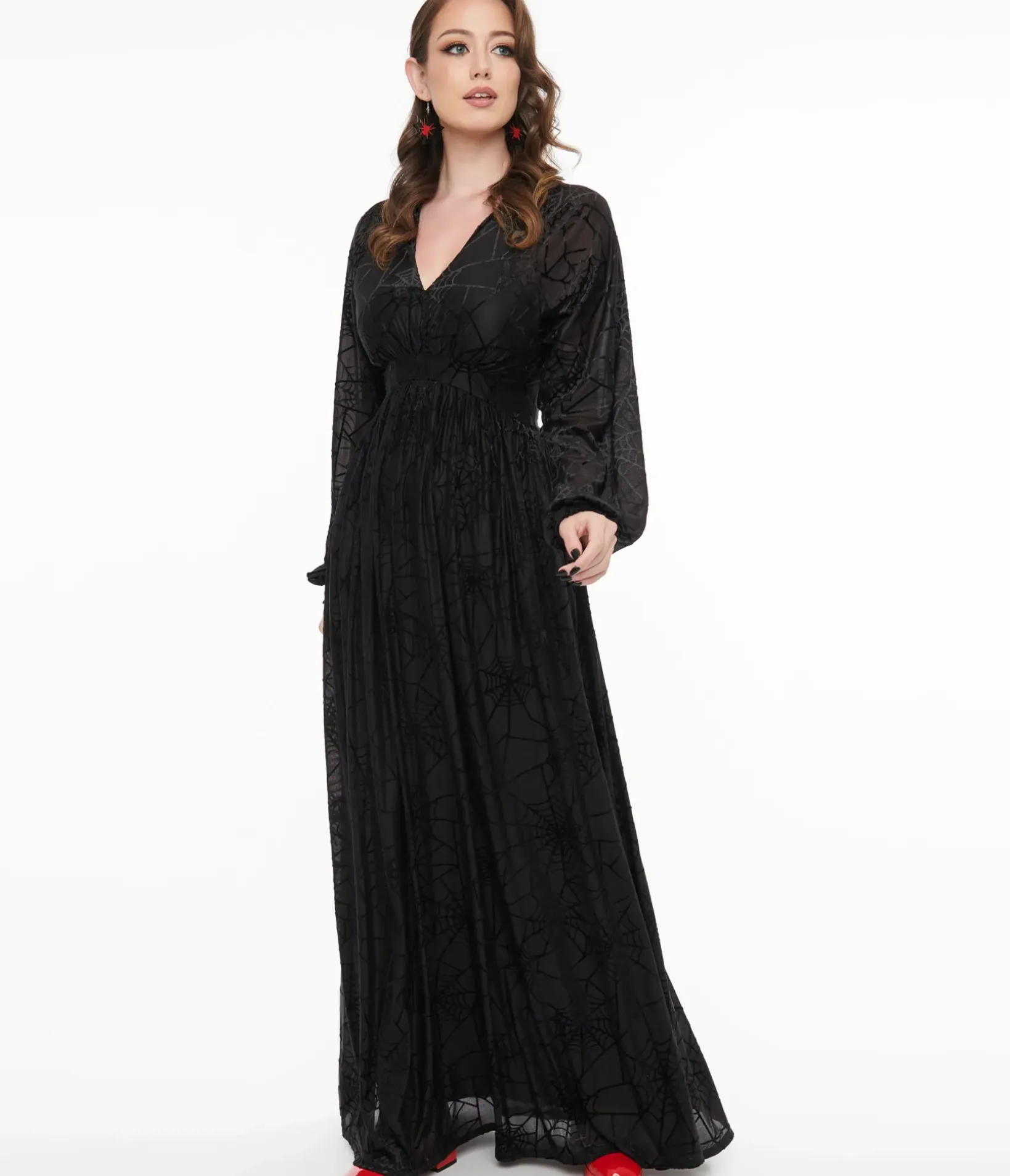 Unique Vintage Everyday Dresses|All Things Black>1970s Black Spiderweb Maxi Dress