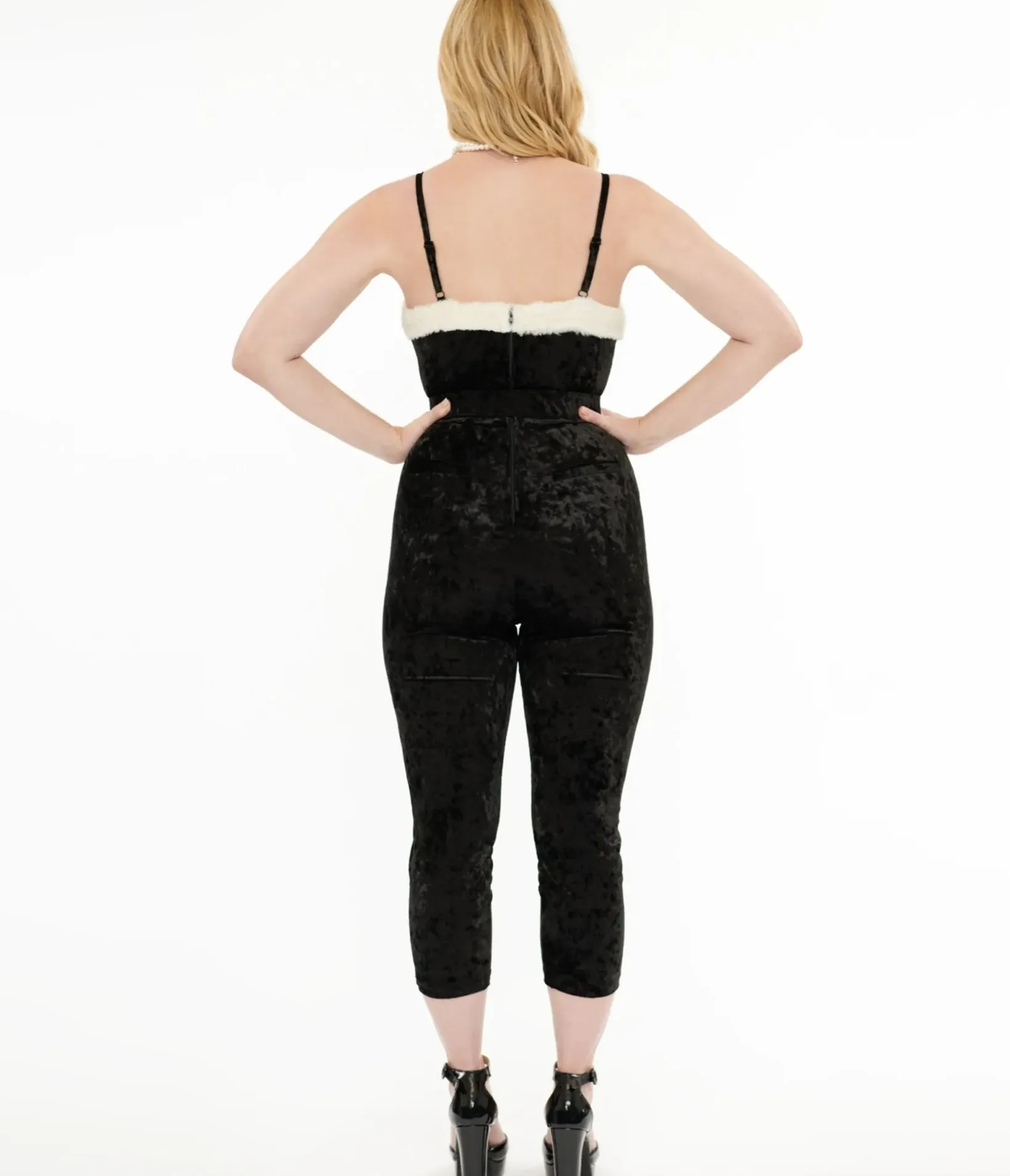 Unique Vintage Rompers & Jumpsuits|All Things Black>1950s Black & White Faux Fur Cropped Jumpsuit