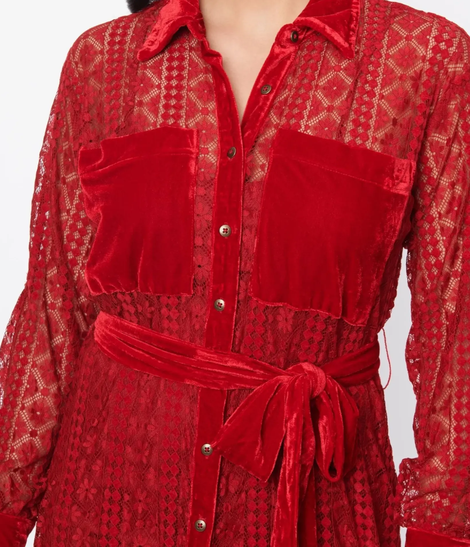 Unique Vintage Maxi|Everyday Dresses>1970s Burgundy Lace Blanche Maxi Shirtdress