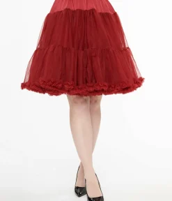 Unique Vintage Special Occasion|Prom Accessories>1950s Burgundy Retro Style Ruffled Petticoat Crinoline