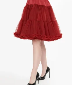 Unique Vintage Special Occasion|Prom Accessories>1950s Burgundy Retro Style Ruffled Petticoat Crinoline