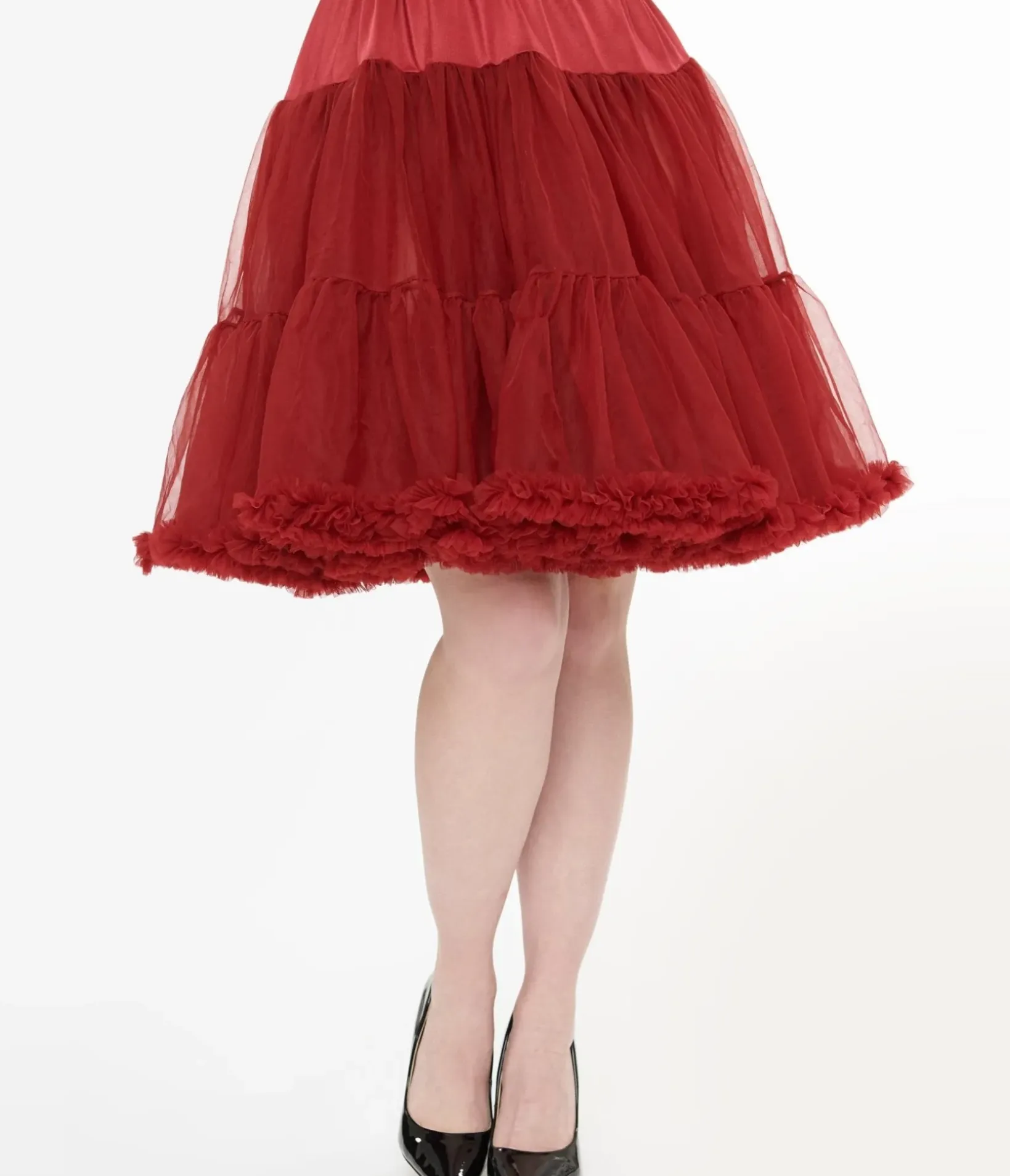 Unique Vintage Special Occasion|Prom Accessories>1950s Burgundy Retro Style Ruffled Petticoat Crinoline