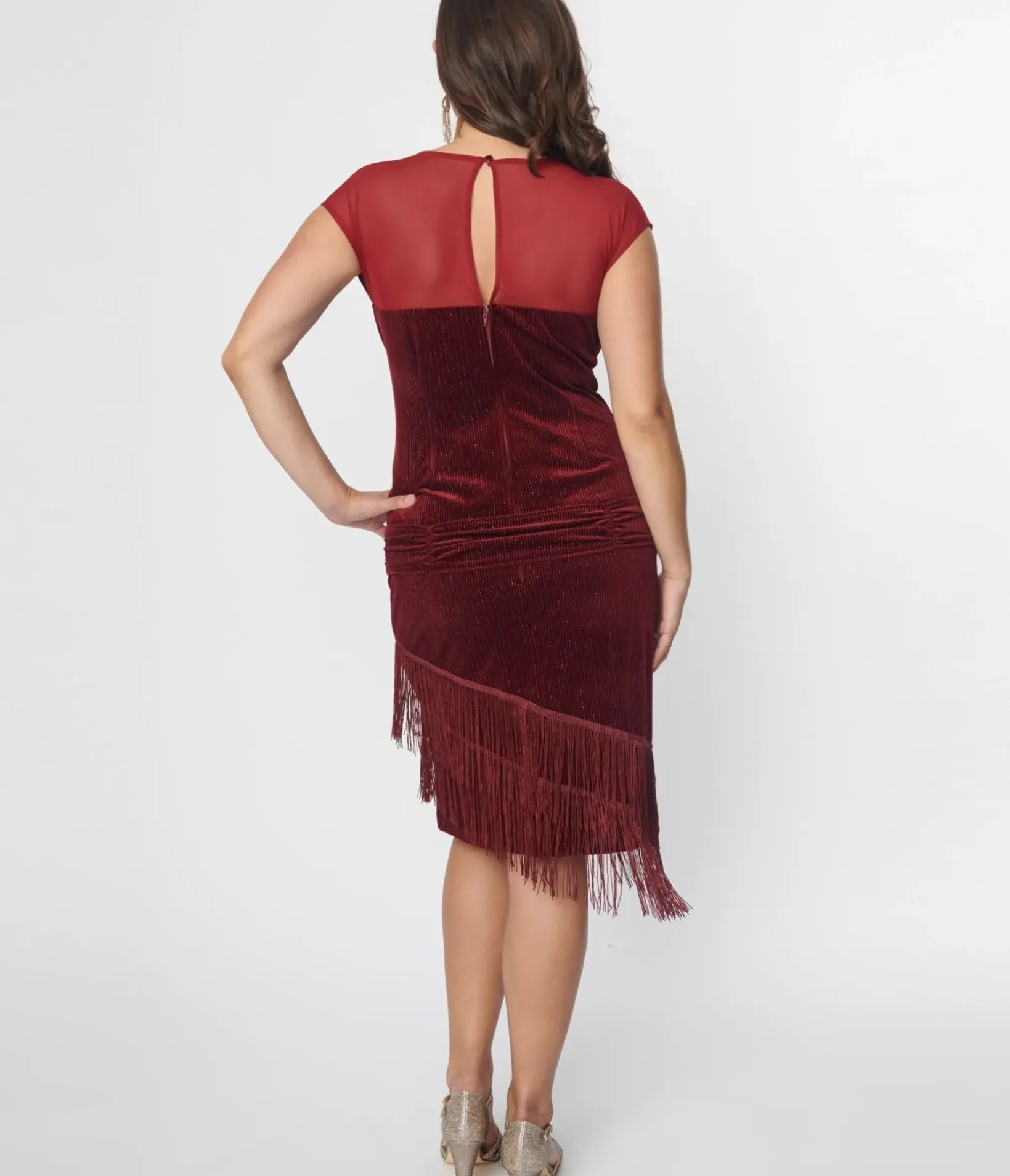 Unique Vintage Everyday Dresses|Special Occasion>1920s Burgundy Velvet Fringe Flapper Dress