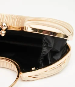 Unique Vintage Special Occasion|Flapper Accessories>1920s Champagne Pleated Handbag