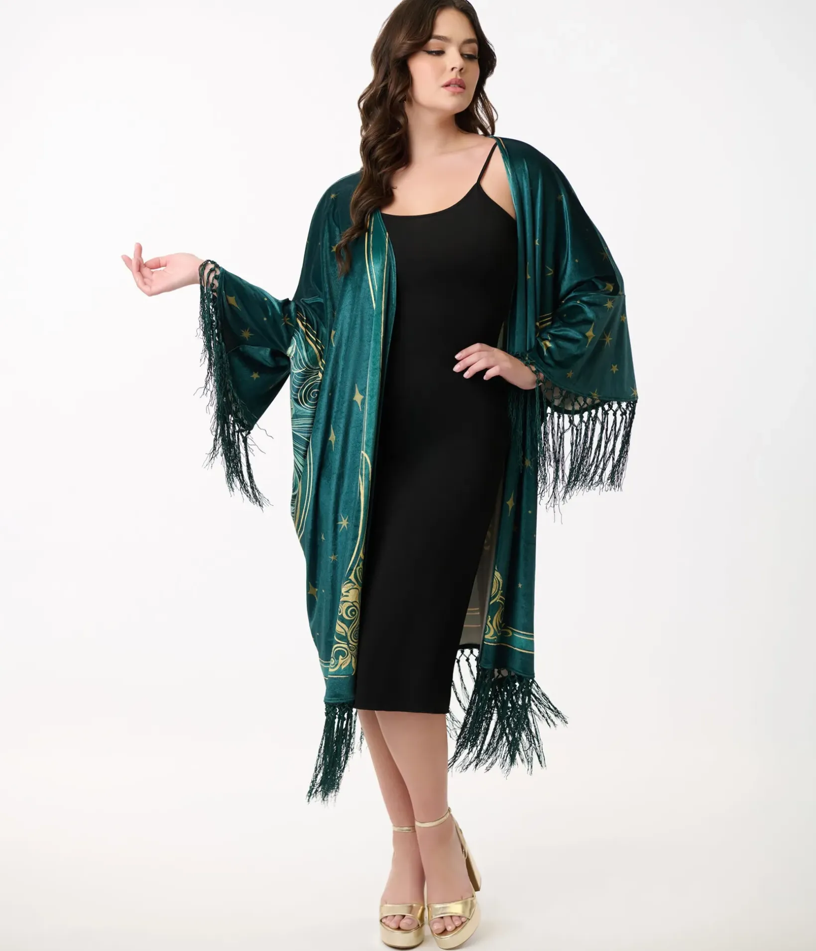 Unique Vintage Jackets|Coats & Jackets>1930s Green Art Nouveau Fringe Kimono