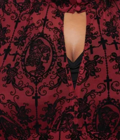 Unique Vintage Maxi|Caftans>1970s La Caterina Burgundy High Neck Caftan
