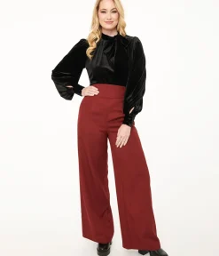 Unique Vintage Pants|Work Wear>1940s Merlot High Waist Pants