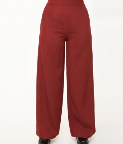 Unique Vintage Pants|Work Wear>1940s Merlot High Waist Pants