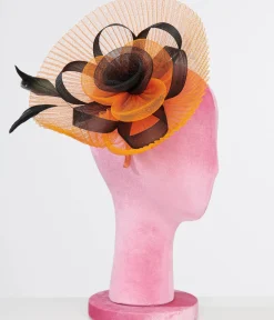 Unique Vintage All Things Black|Halloween>1930s Orange & Black Halloween Fascinator