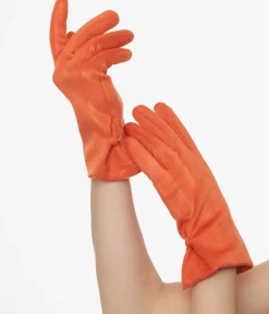 Unique Vintage Gloves & Scarves>1950s Orange Suede Gloves