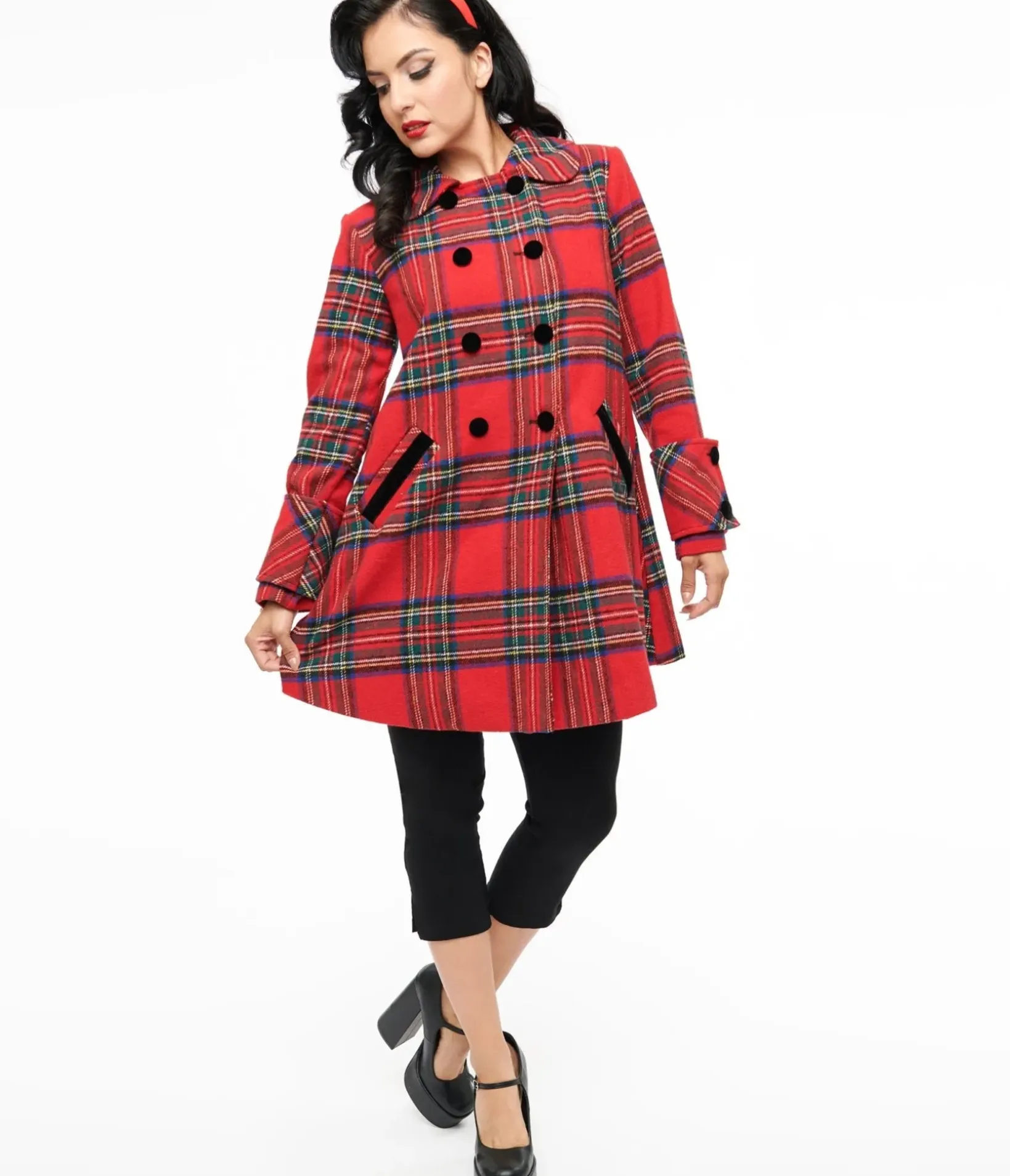 Unique Vintage Coats & Jackets|All Things Red>1960s Red Plaid Peacoat