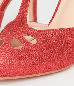 Unique Vintage Special Occasion|Heels>1920s Red Sparkle T-Strap Astaire Pumps