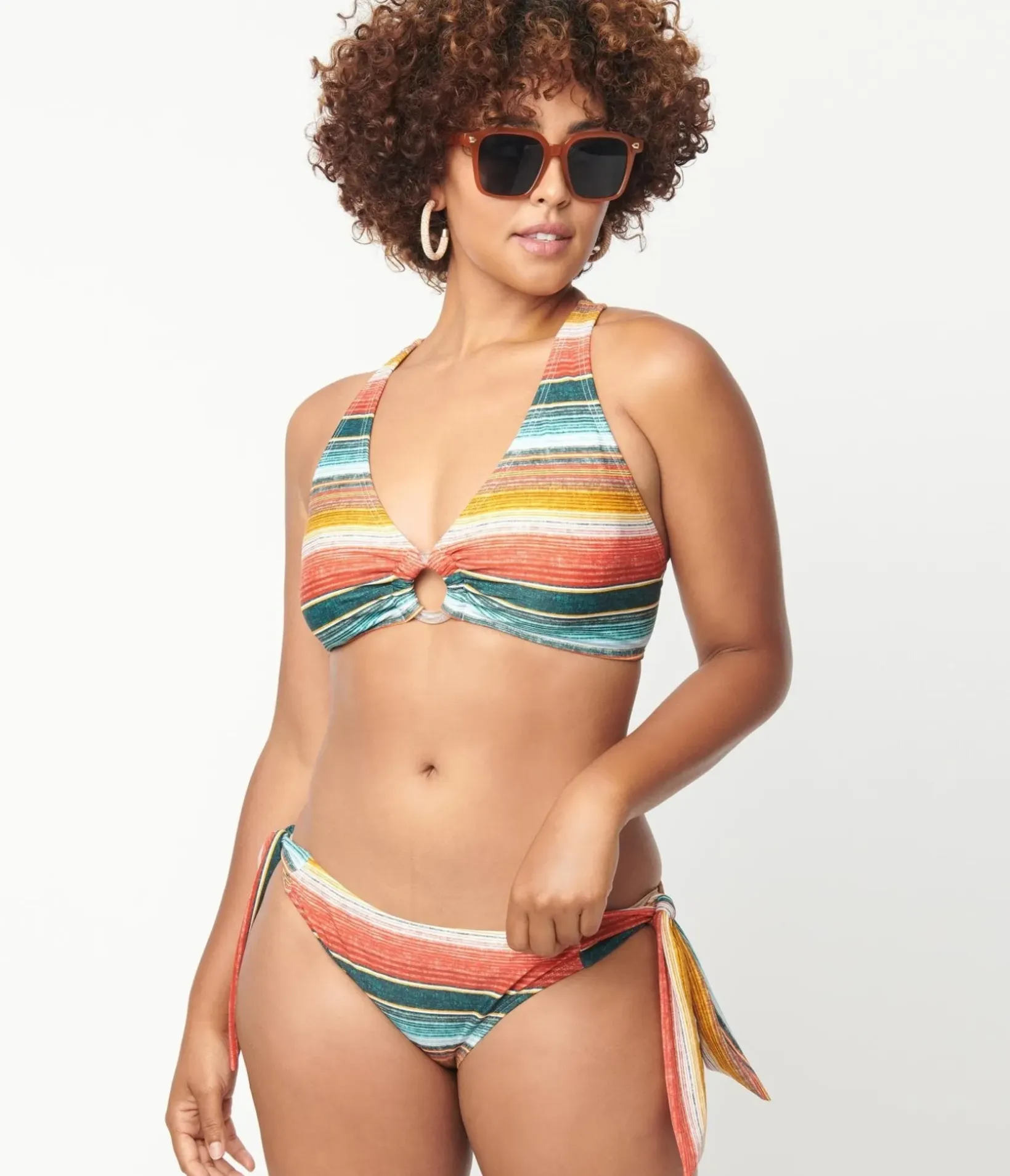 Unique Vintage Swim Bottoms|Two Piece Swim>1970s Serape Stripe Sweet & Sash-y Swim Bottom