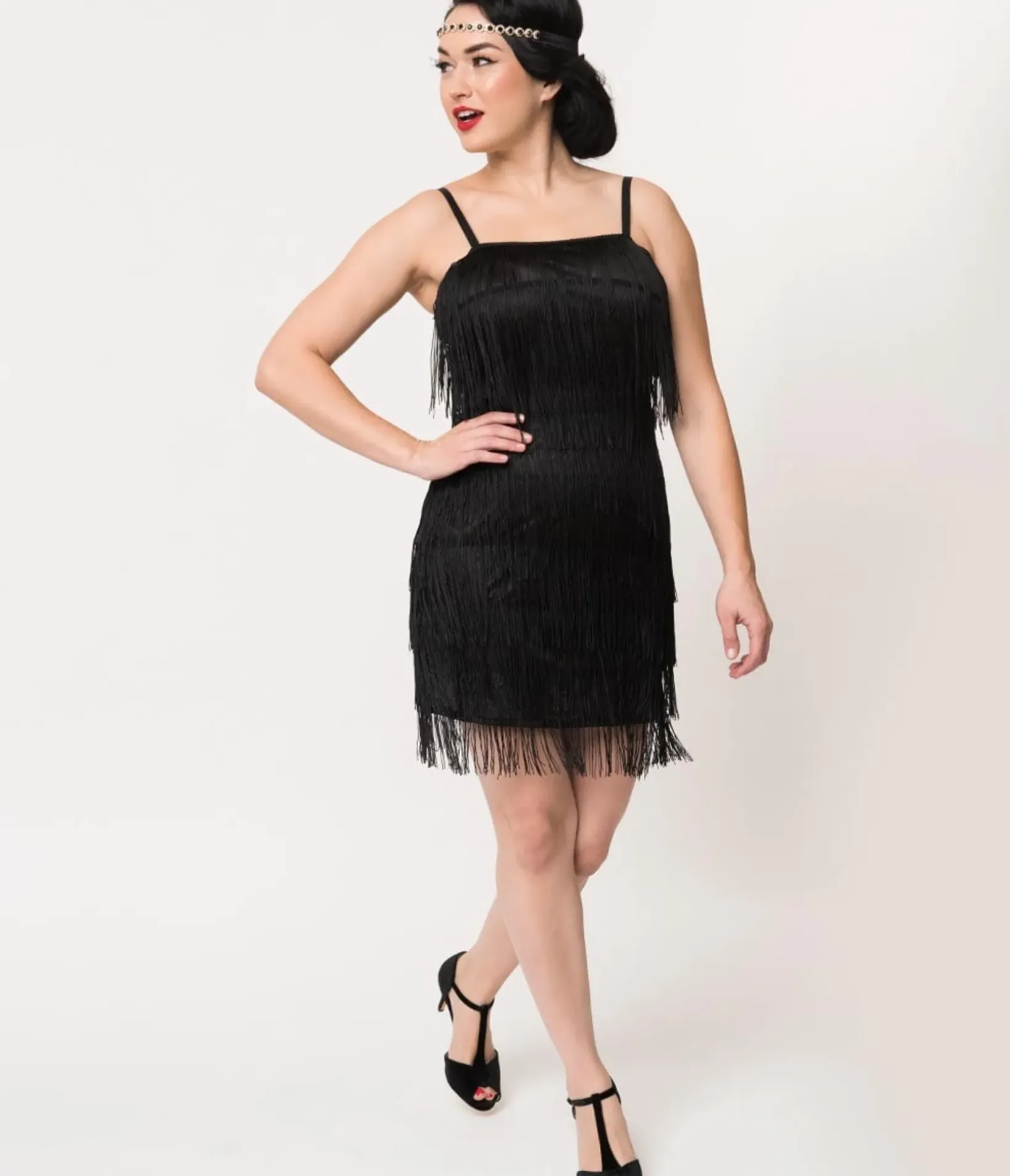 Unique Vintage Everyday Dresses|Special Occasion>1920s Style Black Speakeasy Tiered Fringe Flapper Dress