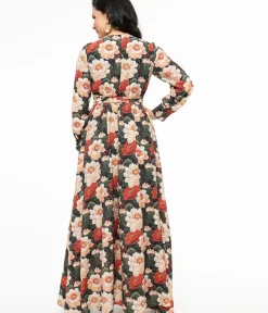 Unique Vintage Maxi|Everyday Dresses>1970s White & Red Floral Farrah Maxi Dress