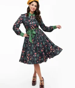 Unique Vintage Midi|Everyday Dresses>1970s Woodland Creature Print Shirt Dress