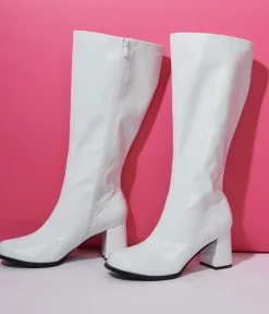 Unique Vintage Boots>White Patent Gogo Boot