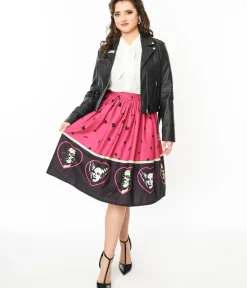 Unique Vintage Skirts|Halloween>Universal Monsters x Frankenstein & Bride Of Frankenstein Border Gellar Swing Skirt