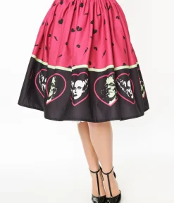 Unique Vintage Skirts|Halloween>Universal Monsters x Frankenstein & Bride Of Frankenstein Border Gellar Swing Skirt